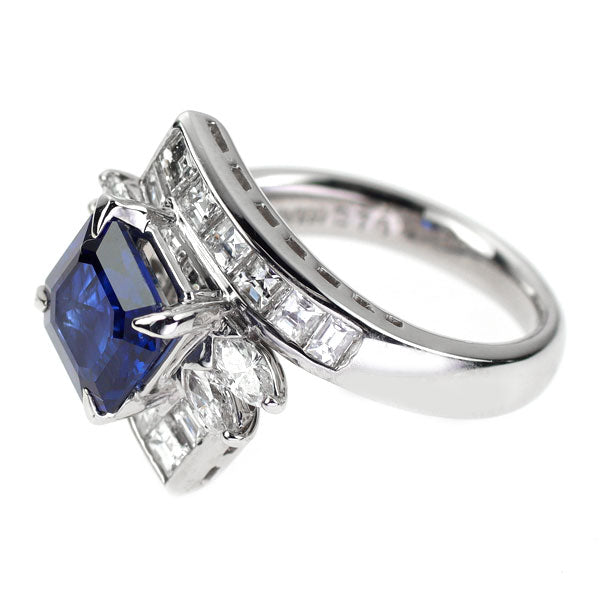 Pt900 Sapphire Diamond Ring 2.78ct D1.35ct 