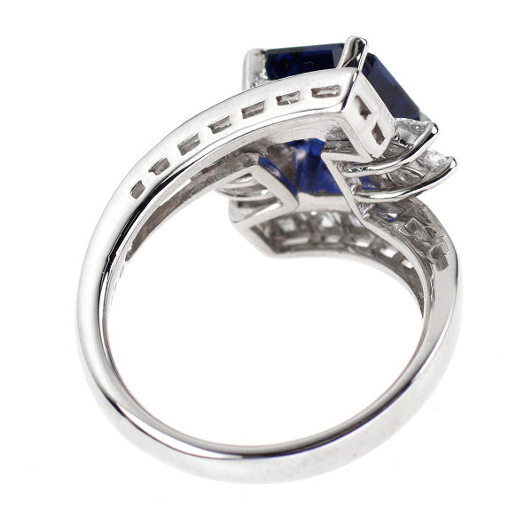 Pt900 Sapphire Diamond Ring 2.78ct D1.35ct 