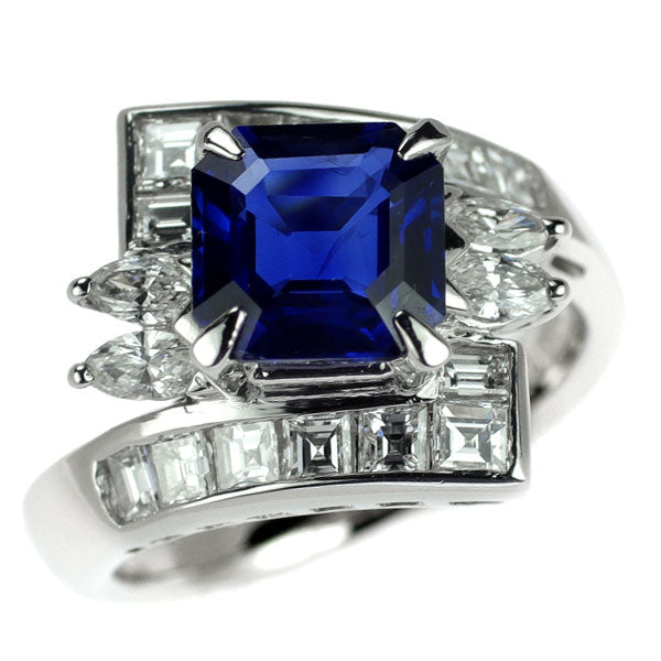 Pt900 Sapphire Diamond Ring 2.78ct D1.35ct 