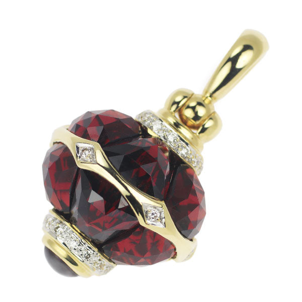 K18YG/WG Garnet Diamond Pendant Top 14.28ct D0.12ct Perfume Bottle 