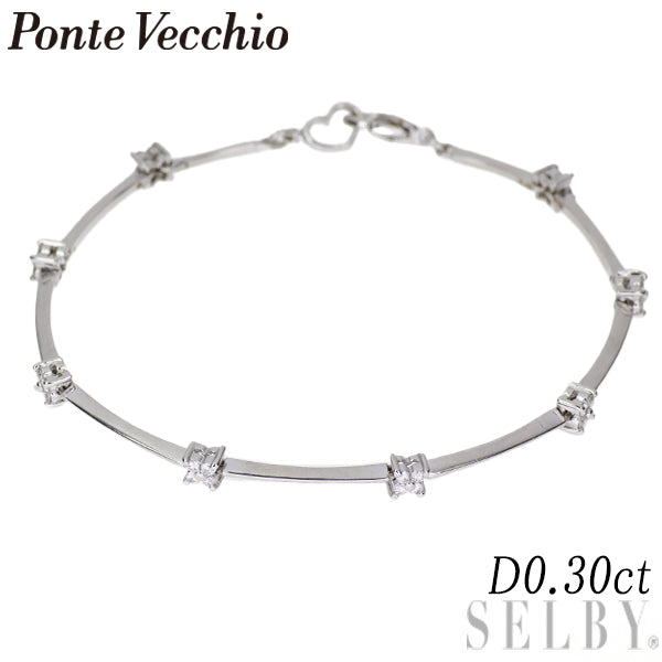 Ponte Vecchio K18WG Diamond Bracelet 0.30ct Flower 