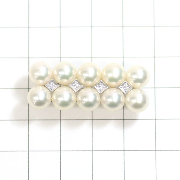 ミキモト K14WG アコヤ真珠 ダイヤモンド 帯留め 7.2mm