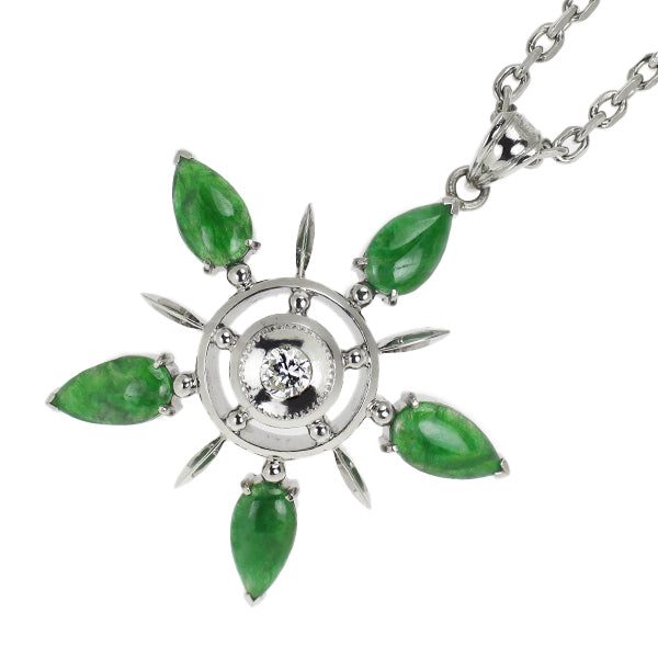 Pt900/Pt850 Jade Diamond Pendant Necklace 