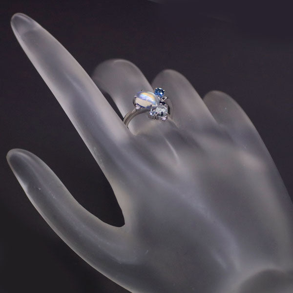 K18WG Moonstone Color Stone Diamond Ring 1.18ct CS0.59ct D0.02ct 