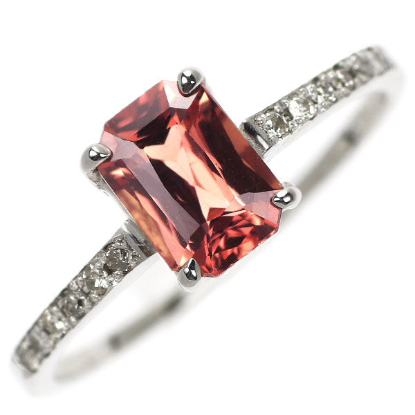 K18WG Brown Pink Sapphire Diamond Ring 0.99ct D0.06ct 