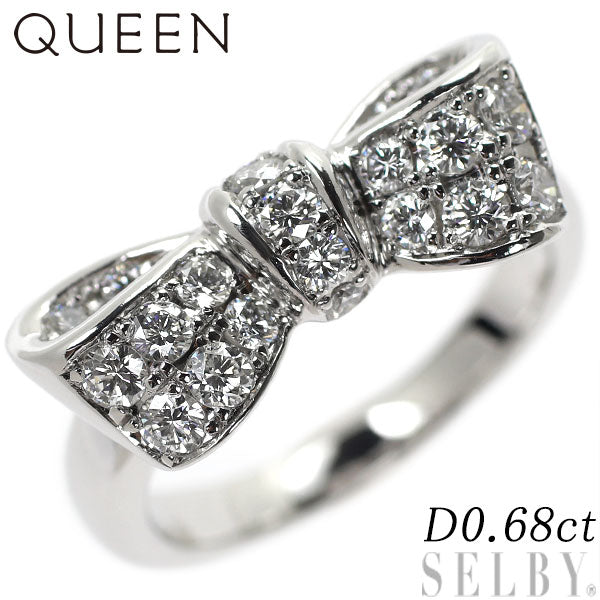Queen K18WG Diamond Ring 0.68ct Ribbon 