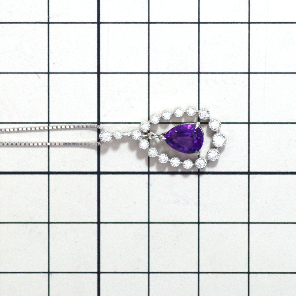 Pt900/ Pt850 Amethyst Diamond Pendant Necklace 1.06ct D0.25ct 