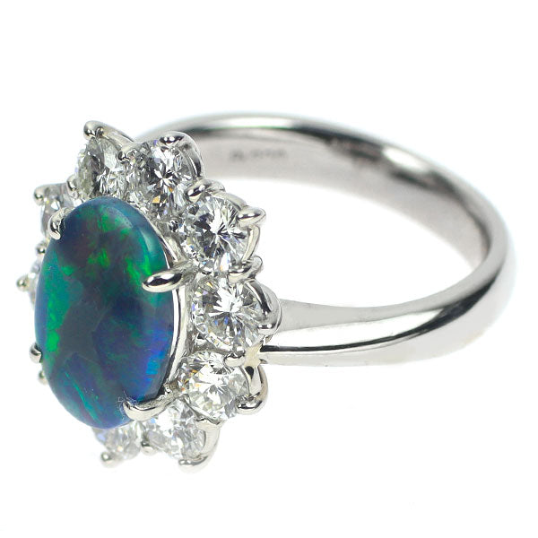 Pt900 Black Opal Diamond Ring 1.59ct D1.45ct 