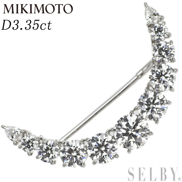 MIKIMOTO K18WG Diamond Brooch 3.35ct 