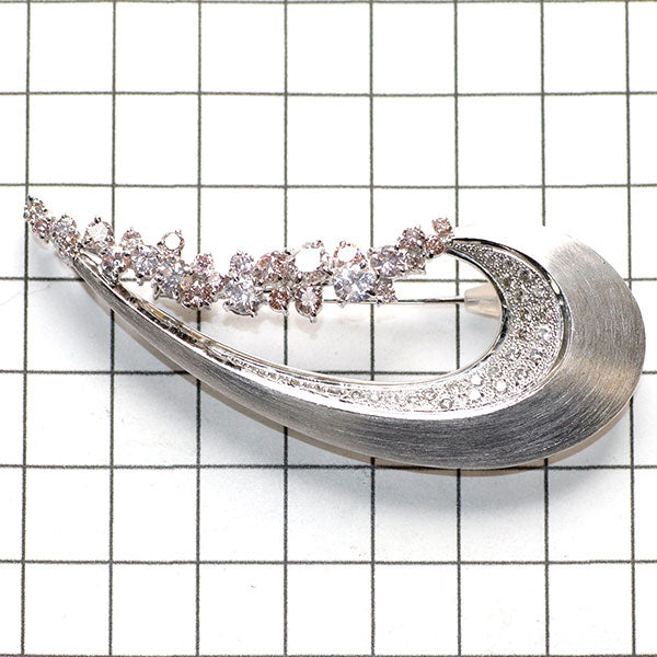 K14WG/K18WG Colorless/Natural Pink Diamond Pendant/Brooch D2.98ct 