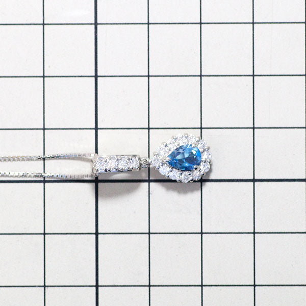 Pt Aquamarine Diamond Pendant Necklace 0.58ct D0.50ct 