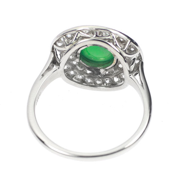 Pt850 jade single cut diamond ring 