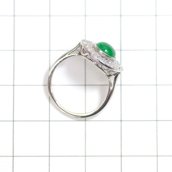 Pt850 jade single cut diamond ring 