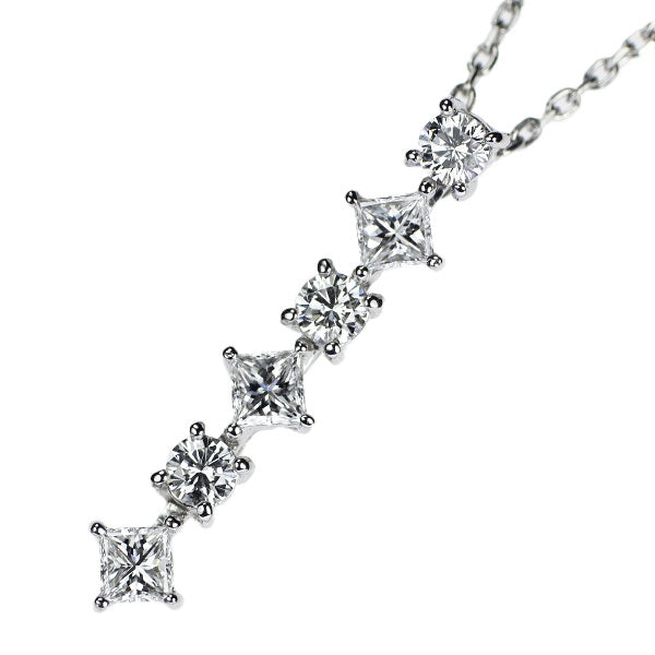 Royal Asscher Pt900/Pt850 Diamond Pendant Necklace 0.55ct 