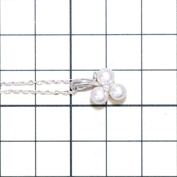 MIKIMOTO K18WG Akoya pearl diamond pendant necklace, diameter approx. 5.0mm 