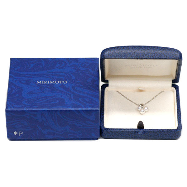 MIKIMOTO K18WG Akoya pearl diamond pendant necklace, diameter approx. 5.0mm 