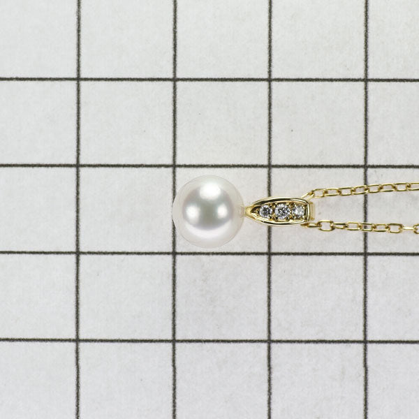 ミキモト K18YG アコヤ 真珠 ダイヤモンド ペンダントネックレス 径約7.4mm