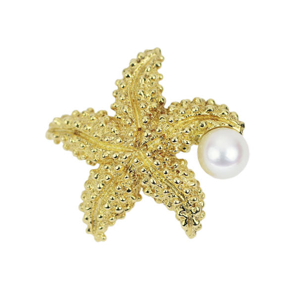 MIKIMOTO K18YG Baby Pearl Brooch, Diameter approx. 3.9mm, Starfish 