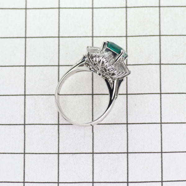 Pt900 Emerald Diamond Ring 1.49ct D0.75ct 