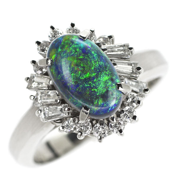 Pt900 Black Opal Diamond Ring 1.27ct D0.60ct 