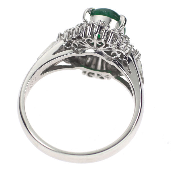 Pt900 Jade Diamond Ring 1.21ct D0.43ct 