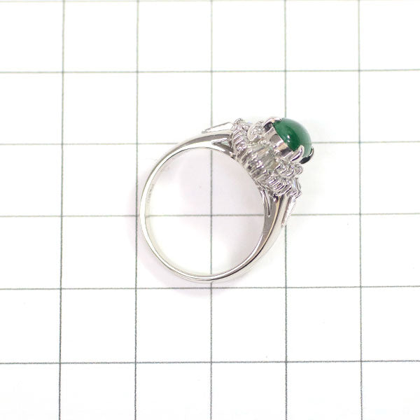 Pt900 Jade Diamond Ring 1.21ct D0.43ct 