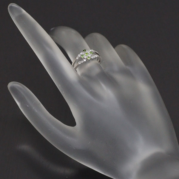 Rare K18WG Demantoid Garnet Diamond Ring 