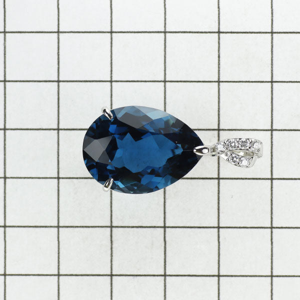 QVC Pt900 London Blue Topaz Diamond Pendant 25.00ct D0.15ct 
