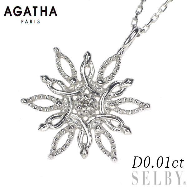 AGATHA/アガタ K10WG ダイヤモンド ペンダントネックレス 0.01ct ...