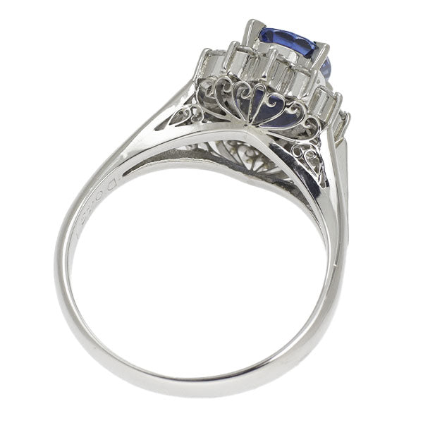 Pt900 Sapphire Diamond Ring 1.229ct D0.431ct 