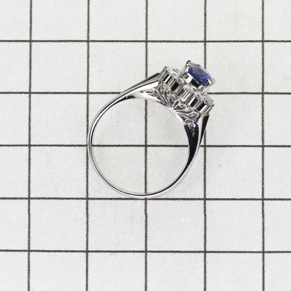 Pt900 Sapphire Diamond Ring 1.229ct D0.431ct 