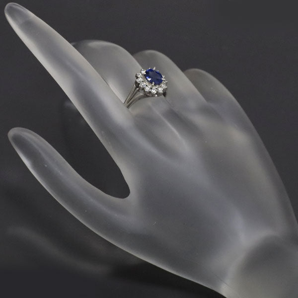 Pt900 Sapphire Diamond Ring 1.229ct D0.431ct 