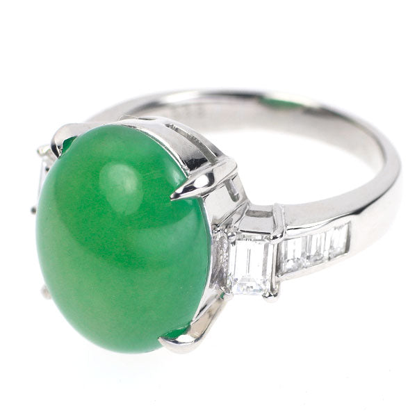 Pt900 Jade Diamond Ring 15.38ct D1.01ct 