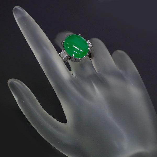 Pt900 Jade Diamond Ring 15.38ct D1.01ct 
