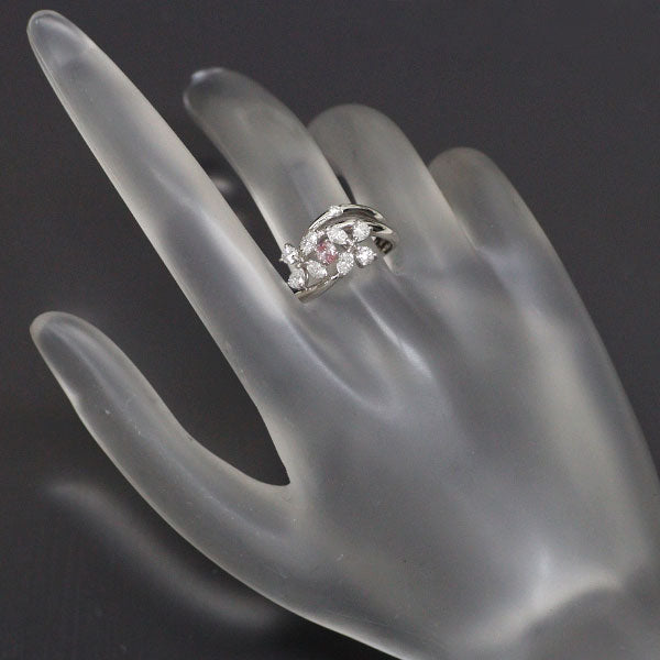 Pt900 Natural Pink Diamond Diamond Ring 0.105 FPP I1 D0.65ct 