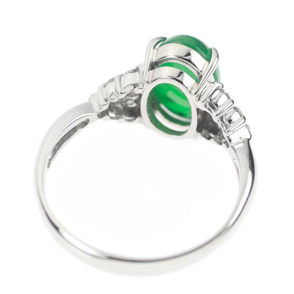 Pt900 Jade Diamond Ring 3.30ct D0.22ct 