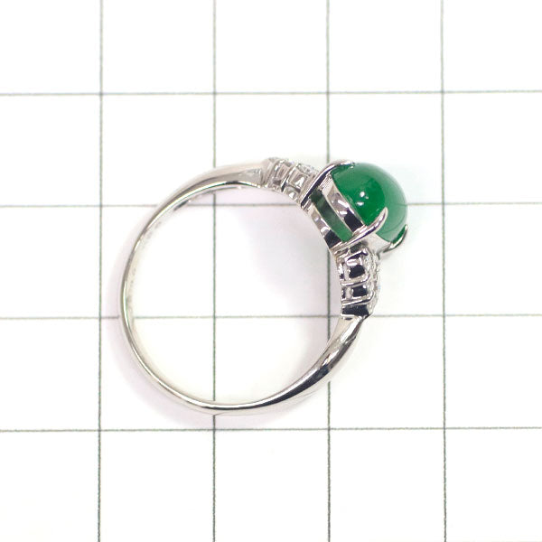 Pt900 Jade Diamond Ring 3.30ct D0.22ct 