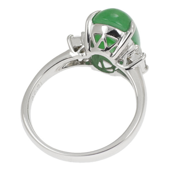 Pt900 Jade Diamond Ring 5.97ct D0.21ct 