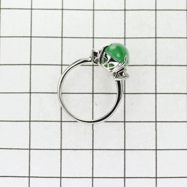 Pt900 Jade Diamond Ring 5.97ct D0.21ct 