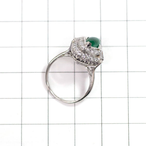 Pt500 Jade Diamond Ring Senbonkushi 