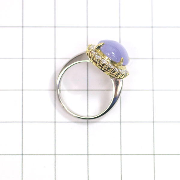 K18/Pt900 Lavender Jade Diamond Ring 6.13ct D0.70ct 