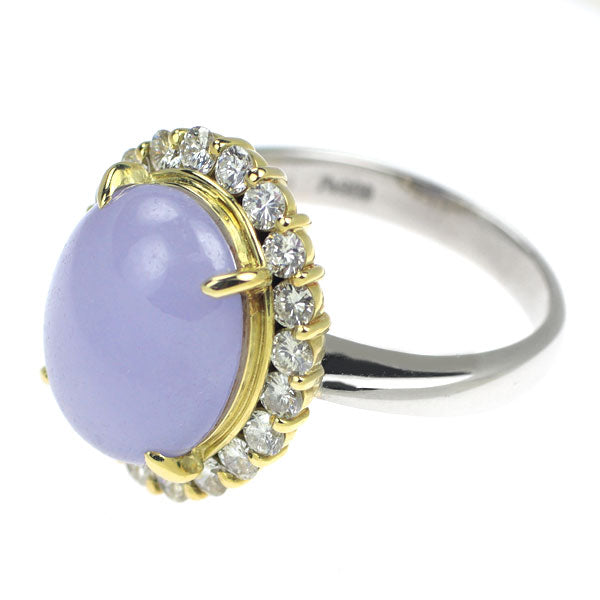 K18/Pt900 Lavender Jade Diamond Ring 6.13ct D0.70ct 