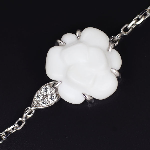 Chanel K18WG White Chalcedony Bracelet Camellia
