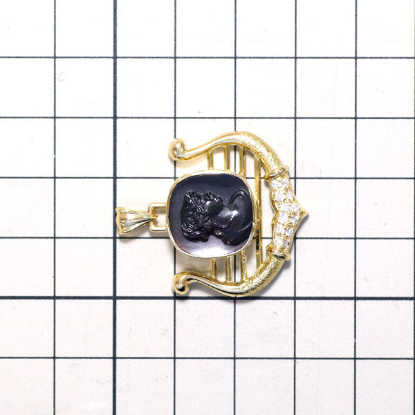 Kenji Hisa K18YG Garnet Diamond Pendant Top 9.00ct D0.18ct 