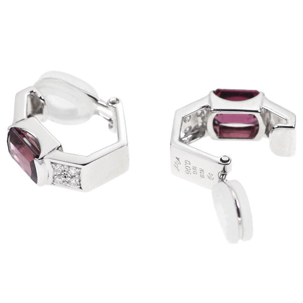 Tasaki Pearl K18WG Garnet Diamond Earrings D0.12ct 