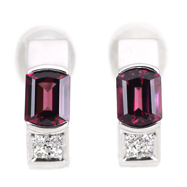 Tasaki Pearl K18WG Garnet Diamond Earrings D0.12ct 