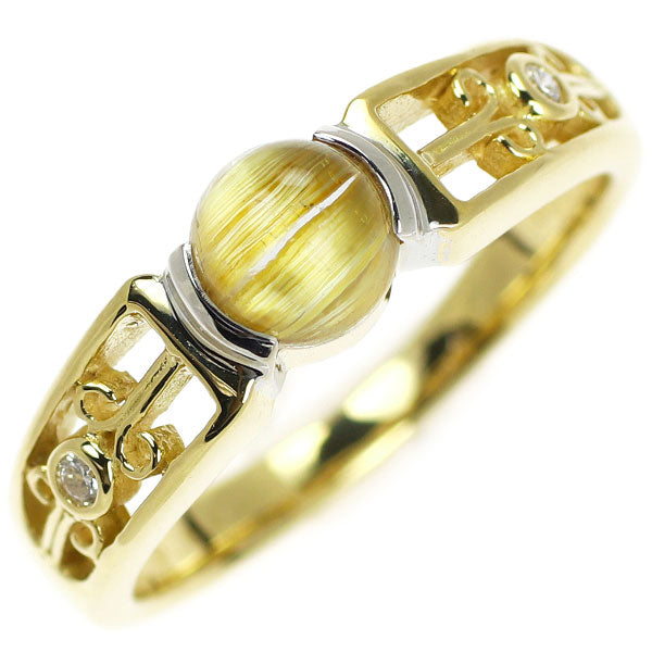 Hikasa K18YG/WG rutilated quartz diamond ring 0.61ct D0.02ct 