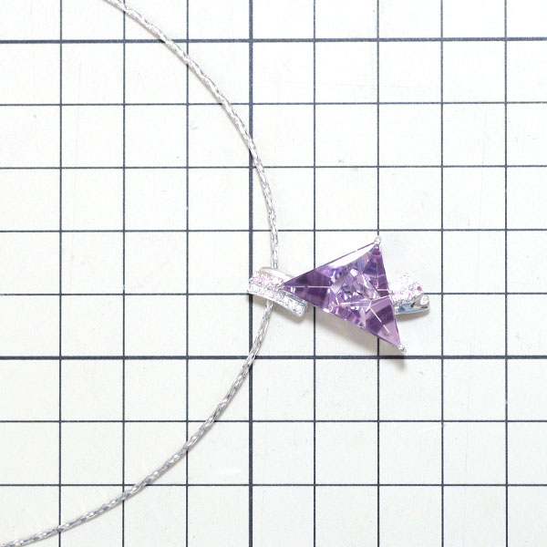 Moonsteiner K18WG Amethyst Pink Sapphire Diamond Pendant Necklace 6.09ct PS0.09ct D0.05ct 