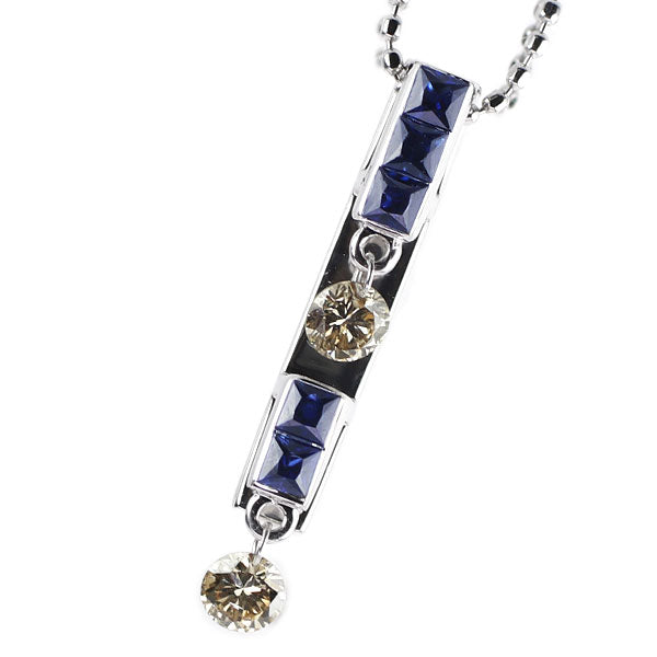 Les Essentiels K18WG Sapphire Diamond Pendant Necklace 