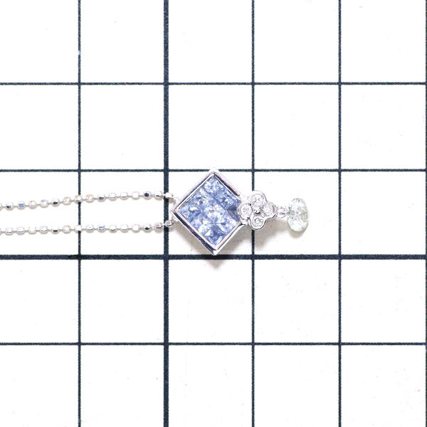 Les Essentiels K18WG Sapphire Diamond Pendant Necklace Mystery Setting 